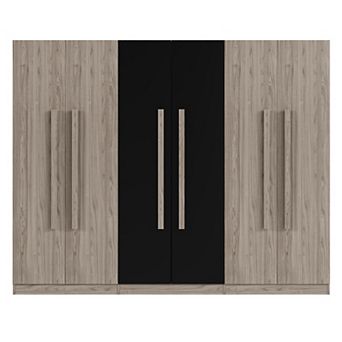 Pnronnc Wardrobe with 6 Doors 2 Drawers 3 Hanging Rod Storage Compartments for Bedroom