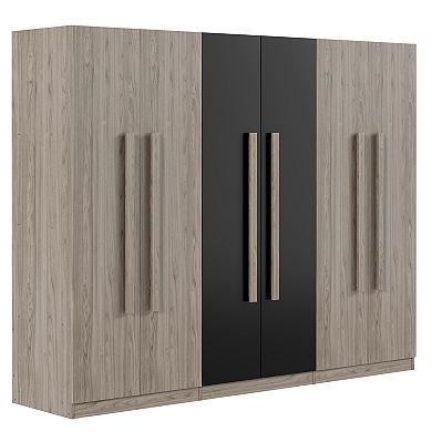 Pnronnc Wardrobe with 6 Doors 2 Drawers 3 Hanging Rod Storage Compartments for Bedroom