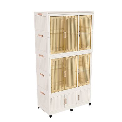 Pnronnc Kids Closet Organizer with Lockable Wheels for Childerns