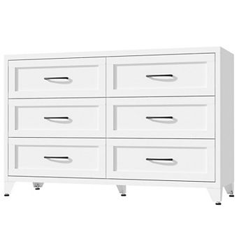 Pnronnc Modern 6 Drawer Steel Dresser for Bedroom Heavy Duty Steel Storage Chest