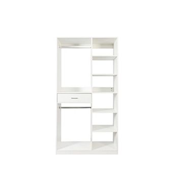 Pnronnc Freestanding Wardrobe Closet Organizer with Open Shelving and Drawer