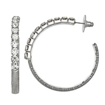 Simply Vera Vera Wang Silver Tone Simulated Stone C-Hoop Earrings