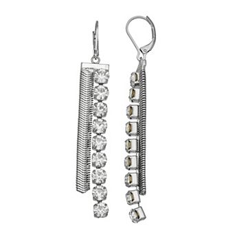 Simply Vera Vera Wang Silver Tone Leverback 2-Row Chain Linear Drop Earrings