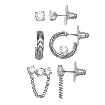 Simply Vera Vera Wang Silver Tone Crystal Trio Earring Set