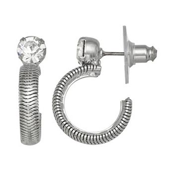 Simply Vera Vera Wang Silver Tone Simulated Stone C-Hoop Earrings