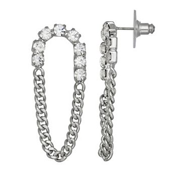 Simply Vera Vera Wang Silver Tone Elongated Linear Chain Link Earrings