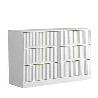Pnronnc 6 Drawer Storage Dresser Large Storage Chest Bedroom Furniture