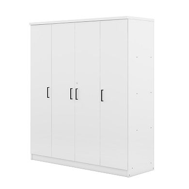 Pnronnc Clothing Wardrobe Modern 4 Door Wardrobe with Locking Drawer