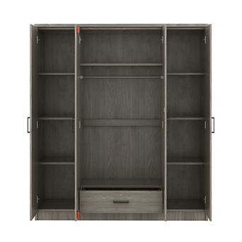 Pnronnc Clothing Wardrobe Modern 4 Door Wardrobe with Locking Drawer