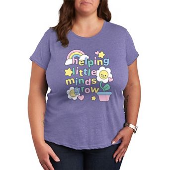 Plus Size “Helping Little Minds Grow” Teacher Graphic Tee