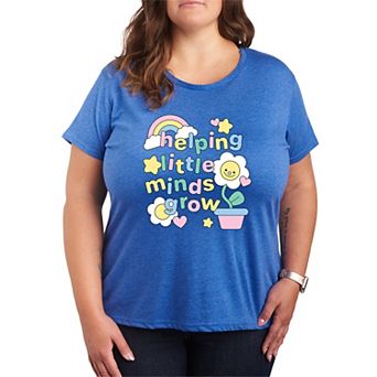 Plus Size “Helping Little Minds Grow” Teacher Graphic Tee