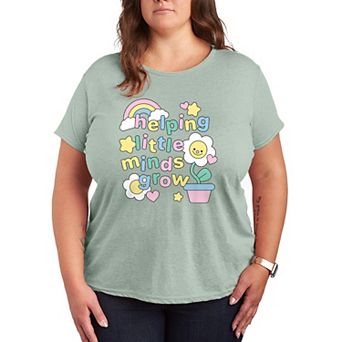Plus Size “Helping Little Minds Grow” Teacher Graphic Tee