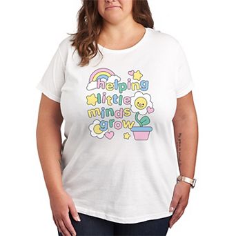 Plus Size “Helping Little Minds Grow” Teacher Graphic Tee