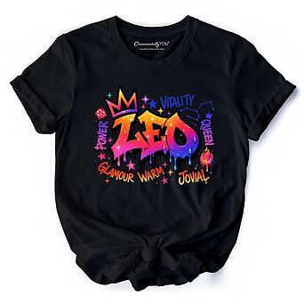 Leo Graffiti Zodiac T-Shirt, Street Style Astrology Horoscope Tee