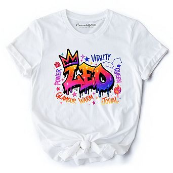 Leo Graffiti Zodiac T-Shirt, Street Style Astrology Horoscope Tee