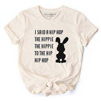 Minimalist Easter Bunny Funny Retro T-Shirt, I Said A Hip Hop The Hippie Tee
