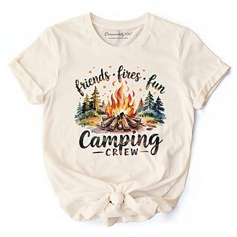 Camping Crew Campfire T-Shirt, Friends Fires Fun Outdoor Tee