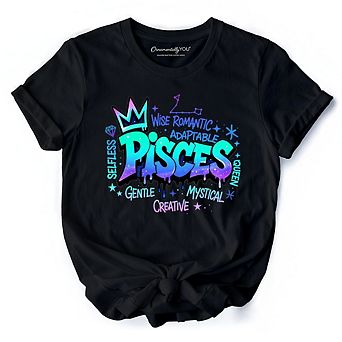 Pisces Graffiti Zodiac T-Shirt, Street Style Astrology Horoscope Tee