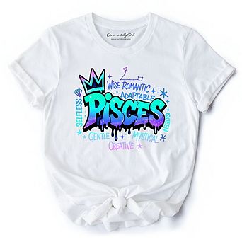 Pisces Graffiti Zodiac T-Shirt, Street Style Astrology Horoscope Tee