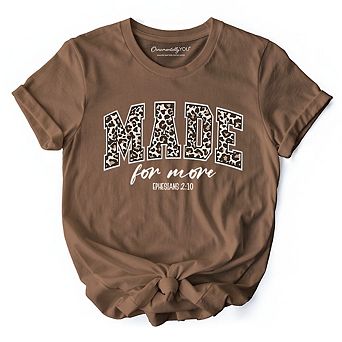 Made For More Christian T-Shirt, Ephesians 2:10 Leopard Faith Bible Verse Easter Tee