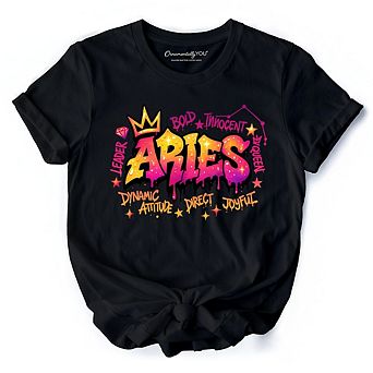 Aries Graffiti Zodiac T-Shirt, Street Style Astrology Horoscope Tee
