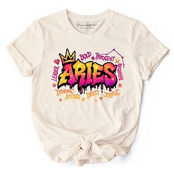 Aries Graffiti Zodiac T-Shirt, Street Style Astrology Horoscope Tee