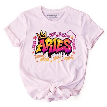 Aries Graffiti Zodiac T-Shirt, Street Style Astrology Horoscope Tee