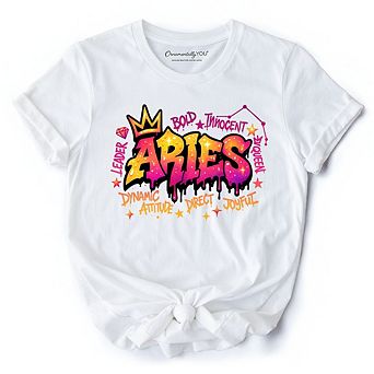 Aries Graffiti Zodiac T-Shirt, Street Style Astrology Horoscope Tee