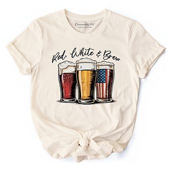 Red White and Brew Beer American T-Shirt, Patriotic USA 4th of July Tee