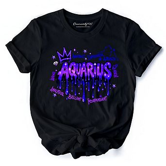 Aquarius Graffiti Zodiac T-Shirt, Street Style Astrology Horoscope Tee