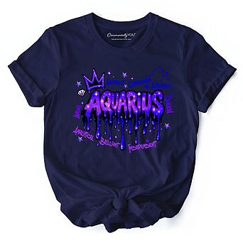Aquarius Graffiti Zodiac T-Shirt, Street Style Astrology Horoscope Tee