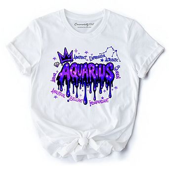 Aquarius Graffiti Zodiac T-Shirt, Street Style Astrology Horoscope Tee
