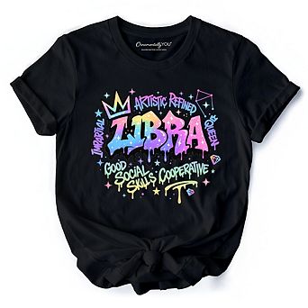 Libra Graffiti Zodiac T-Shirt, Street Style Astrology Horoscope Tee