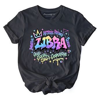 Libra Graffiti Zodiac T-Shirt, Street Style Astrology Horoscope Tee