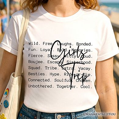 Girls Trip Words T-Shirt, Besties Vacation Memories Tee