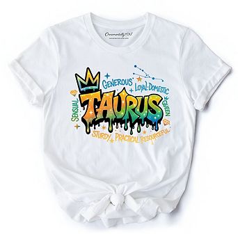 Taurus Graffiti Zodiac T-Shirt, Street Style Astrology Horoscope Tee