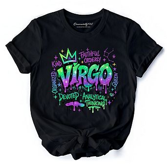 Virgo Graffiti Zodiac T-Shirt, Street Style Astrology Horoscope Tee