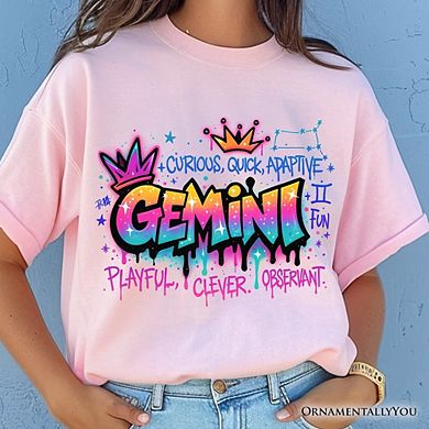 Gemini Graffiti Zodiac T-Shirt, Street Style Astrology Horoscope Tee