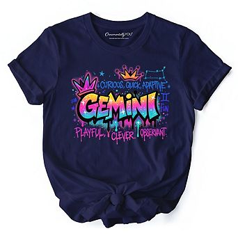 Gemini Graffiti Zodiac T-Shirt, Street Style Astrology Horoscope Tee