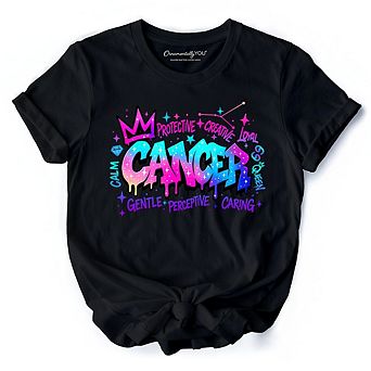 Cancer Graffiti Zodiac T-Shirt, Street Style Astrology Horoscope Tee