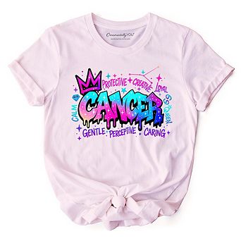 Cancer Graffiti Zodiac T-Shirt, Street Style Astrology Horoscope Tee