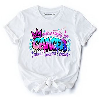 Cancer Graffiti Zodiac T-Shirt, Street Style Astrology Horoscope Tee