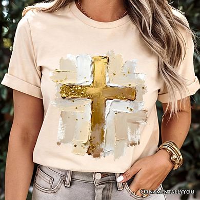 Oil Brushstroke Cross T-Shirt, Christian Faith Jesus Easter Tee