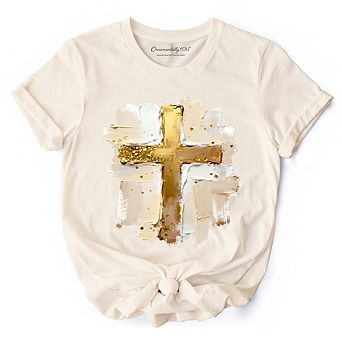 Oil Brushstroke Cross T-Shirt, Christian Faith Jesus Easter Tee