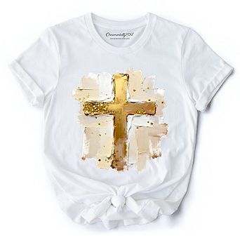 Oil Brushstroke Cross T-Shirt, Christian Faith Jesus Easter Tee
