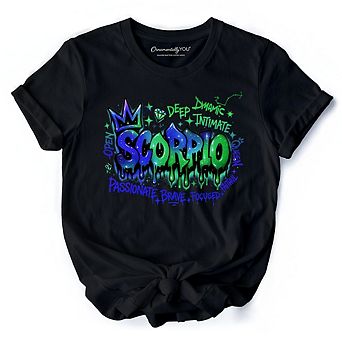Scorpio Graffiti Zodiac T-Shirt, Street Style Astrology Horoscope Tee
