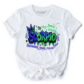 Scorpio Graffiti Zodiac T-Shirt, Street Style Astrology Horoscope Tee