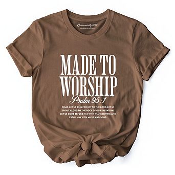 Made to Worship Psalm 95:1 Christian T-Shirt, Praise Faith Scripture Tee