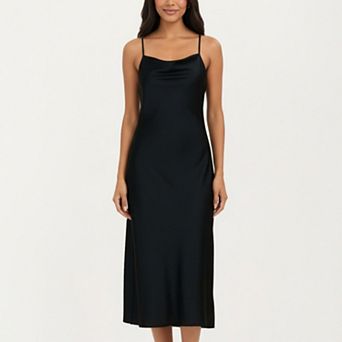 Women's Long Slip Sleep Dress Adjustable Strap Midi Nightgown Lightweight Relaxed Fit Sleepwear