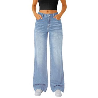 Women's High Waist Straight Leg Jeans, Casual Denim Pants